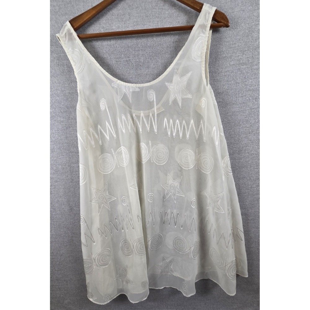 Victorias Secret Gold Label M Sheer Tank Camisole Celestial Flowy Babydoll Ivory